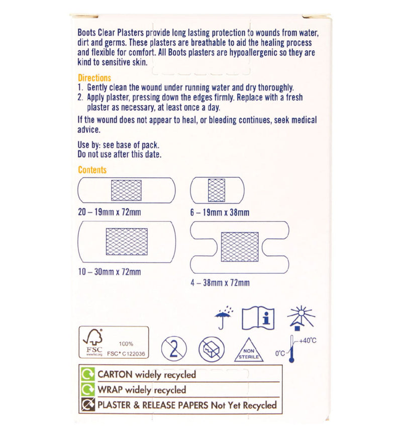 Boots Discreet Clear Plasters 40 Pack Multipack, UK version