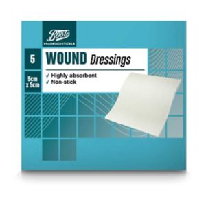 Boots Wound Dressing Pad 5cm x 5cm 5 pack - British product