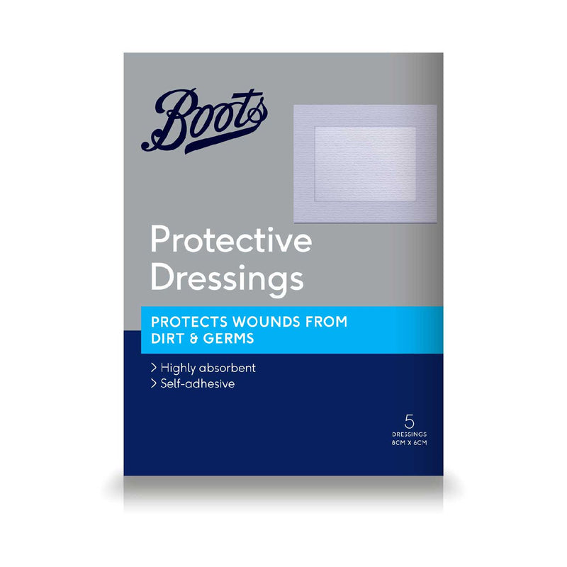 Boots protective dressings 5 pack 8cm x 6cm, UK version