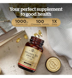 Solgar Vitamin D3 1000 IU chewable tablets 100 count, imported from the UK