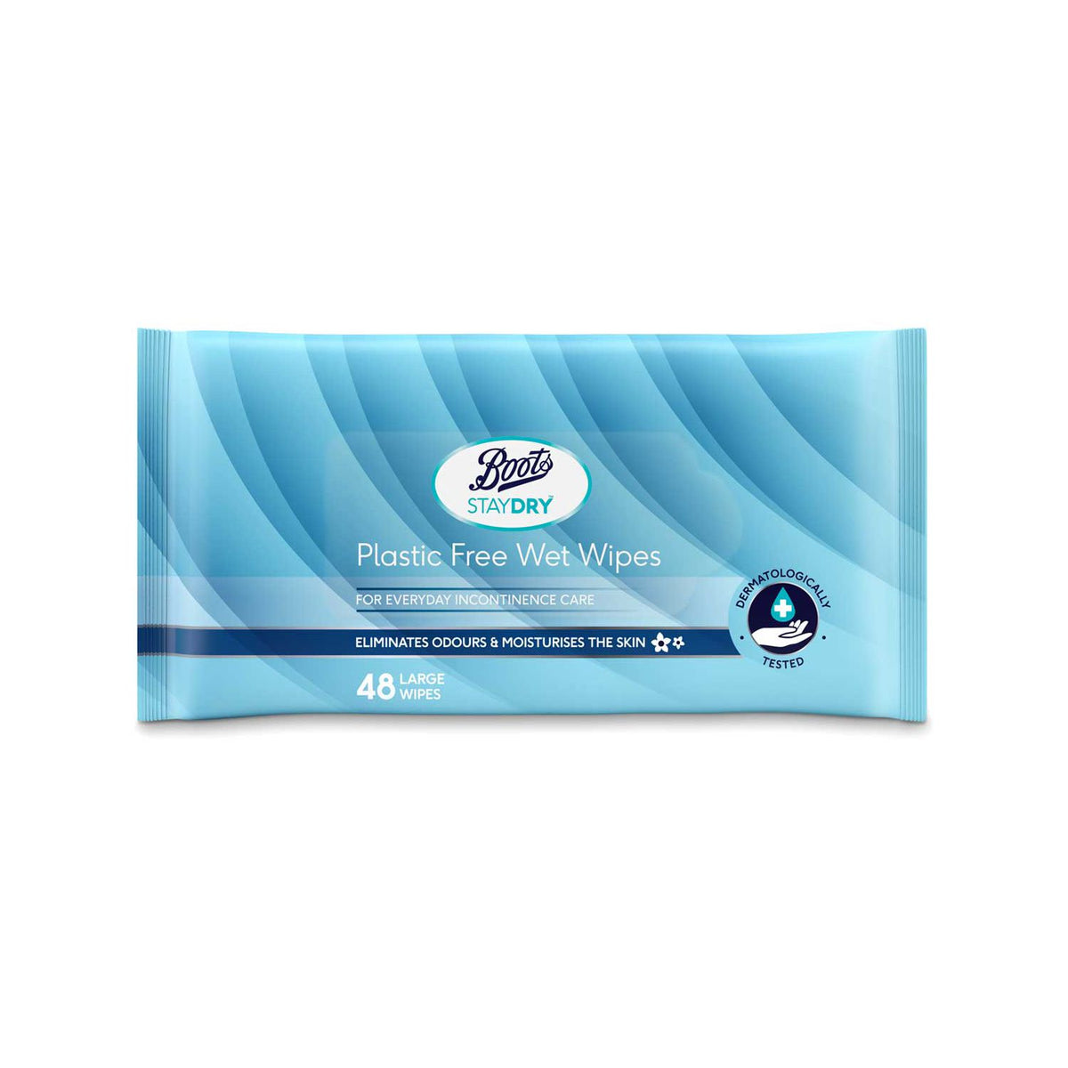 Boots Staydry incontinence wipes plastic free 48 count - British product