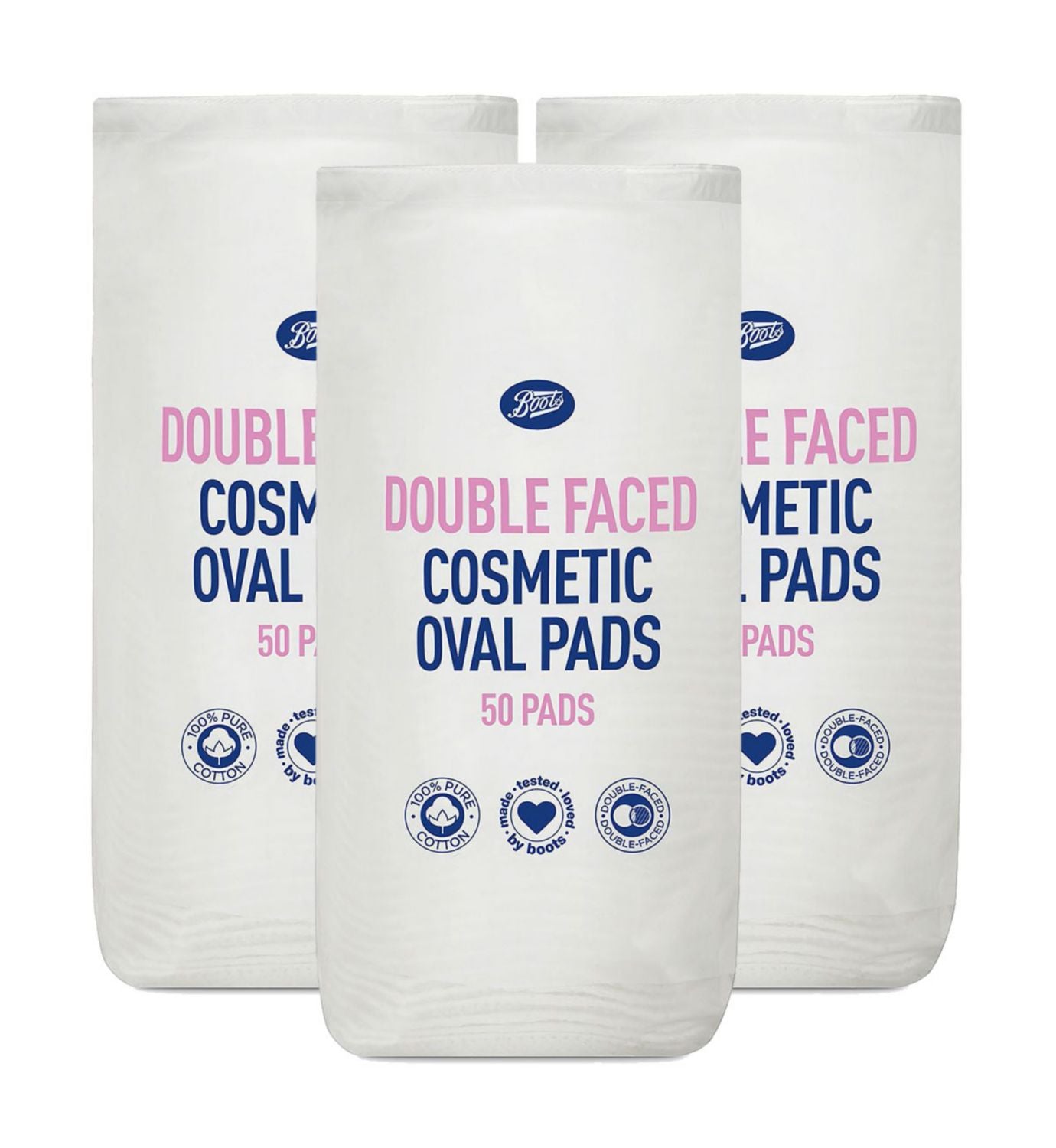 Boots double faced oval cotton pads 150 - British product