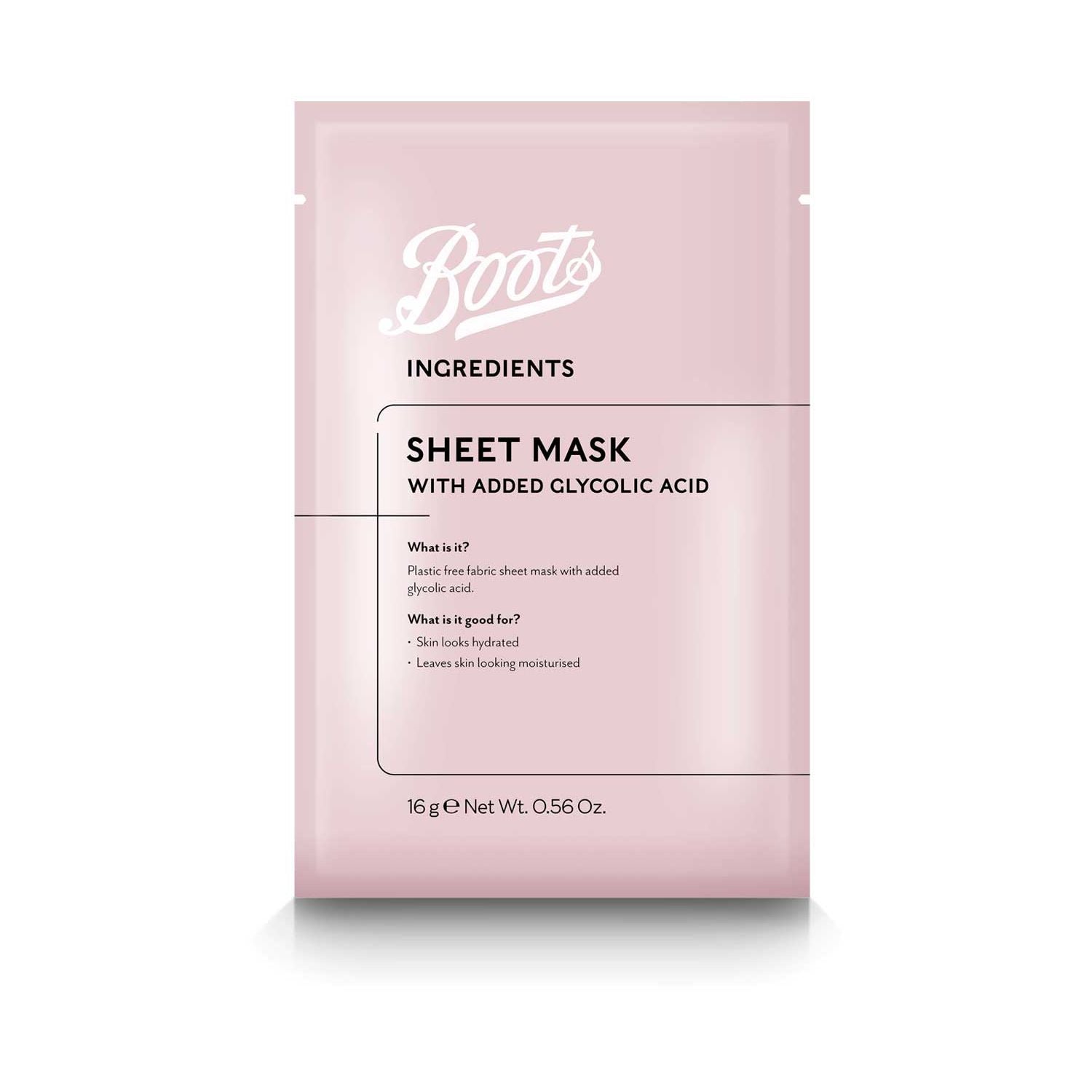 Boots Ingredients Sheet Mask Glycolic Acid - British product
