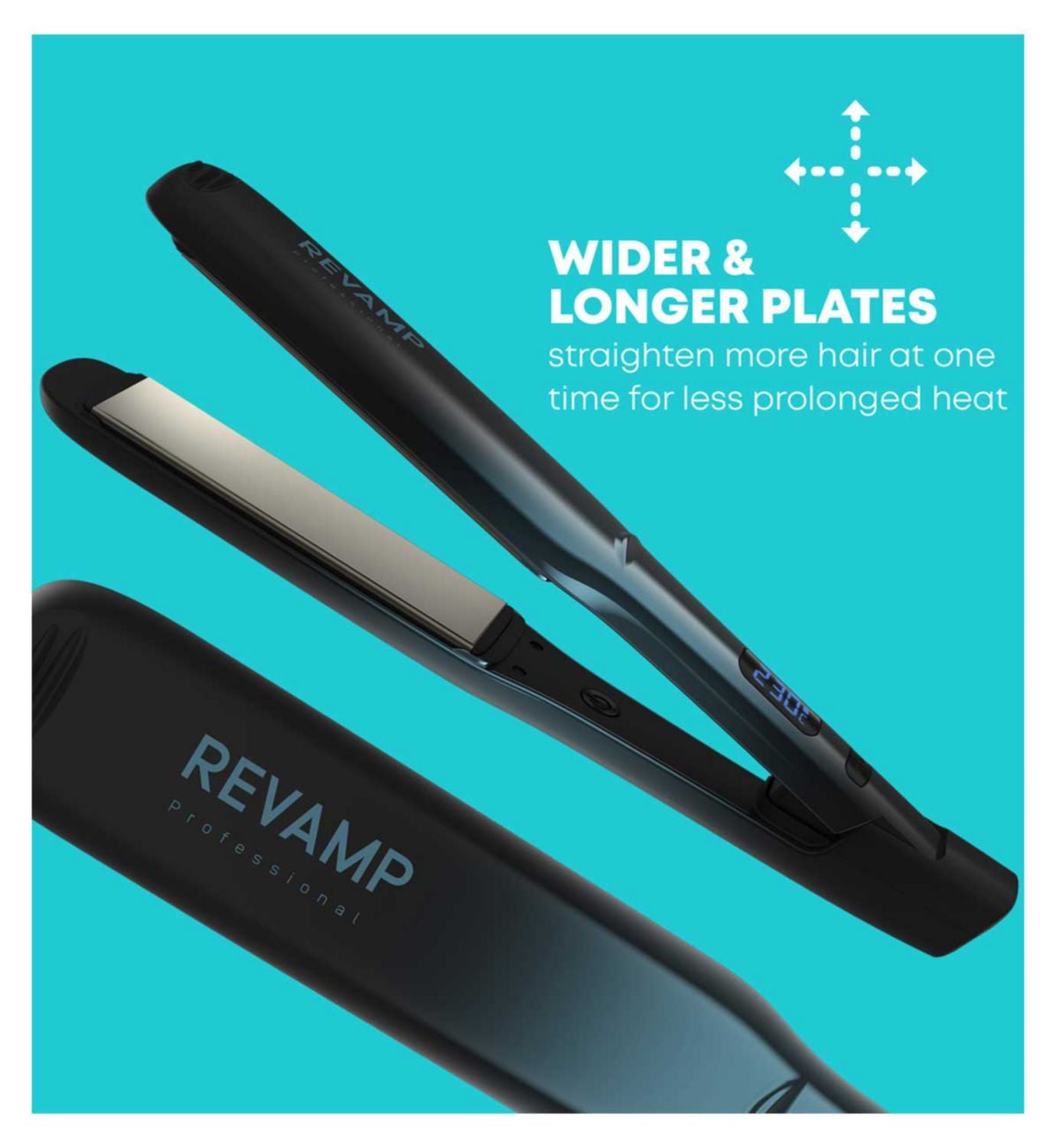 REVAMP wide ceramic hair straightener 38mm, UK version