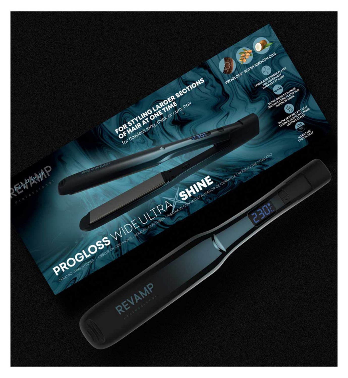 REVAMP wide ceramic hair straightener 38mm, UK version