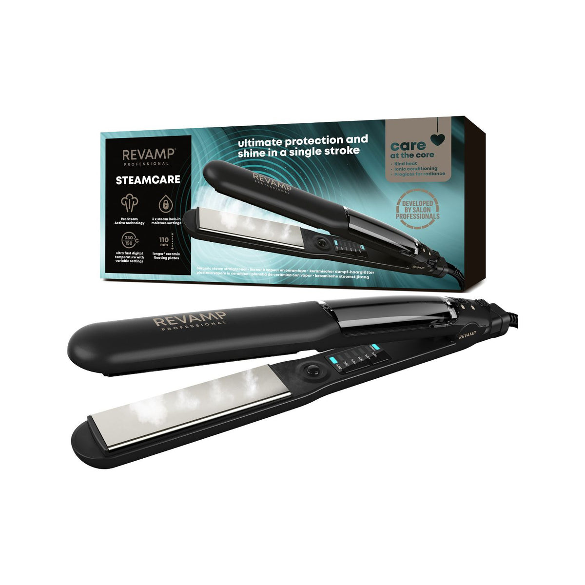 REVAMP Steamcare ceramic hair straightener (British brand)