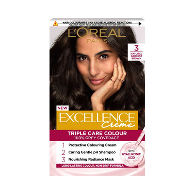 Boots L'Oréal Paris Excellence Crème 3 Natural Darkest Brown Permanent Hair Dye- Buy online at McGrocer
