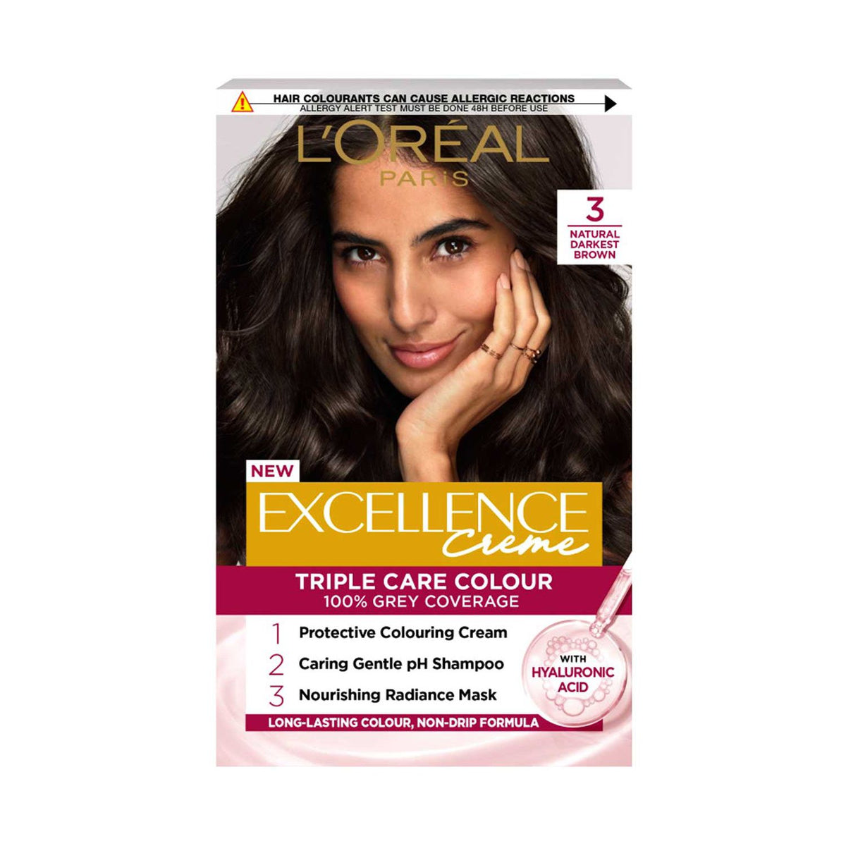 L'Oréal Paris Excellence Crème 3 Natural Darkest Brown - British product
