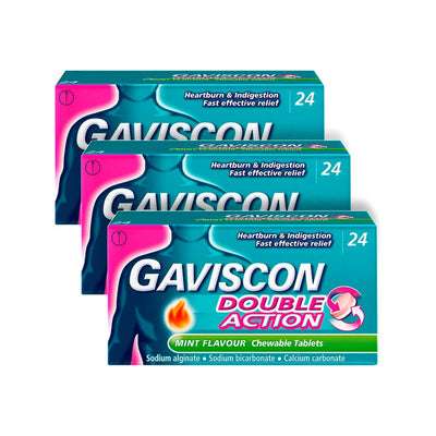 Boots Gaviscon Double Action Mint Flavour Chewable Tablets Bundle 3 x 24- Buy online at McGrocer