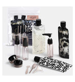 Kitsch 11 Piece Travel Bottle Set in Black, UK version