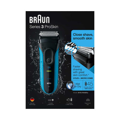 Boots Braun Series 3 ProSkin Elektrorasierer 3010s Schwarz Blau - Online bei McGrocer kaufen