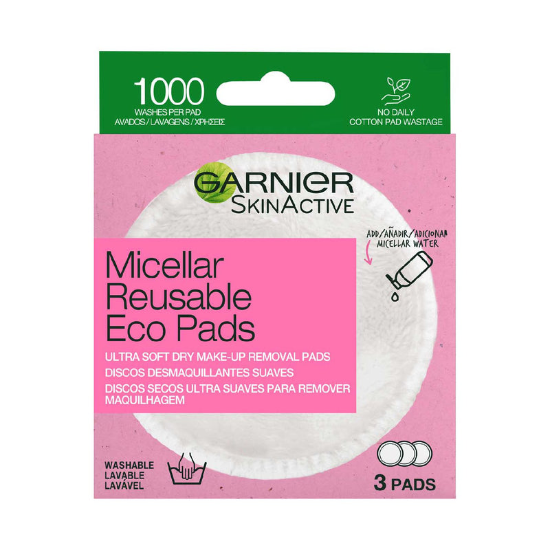 Garnier reusable make-up remover eco pads 3 pack - British product