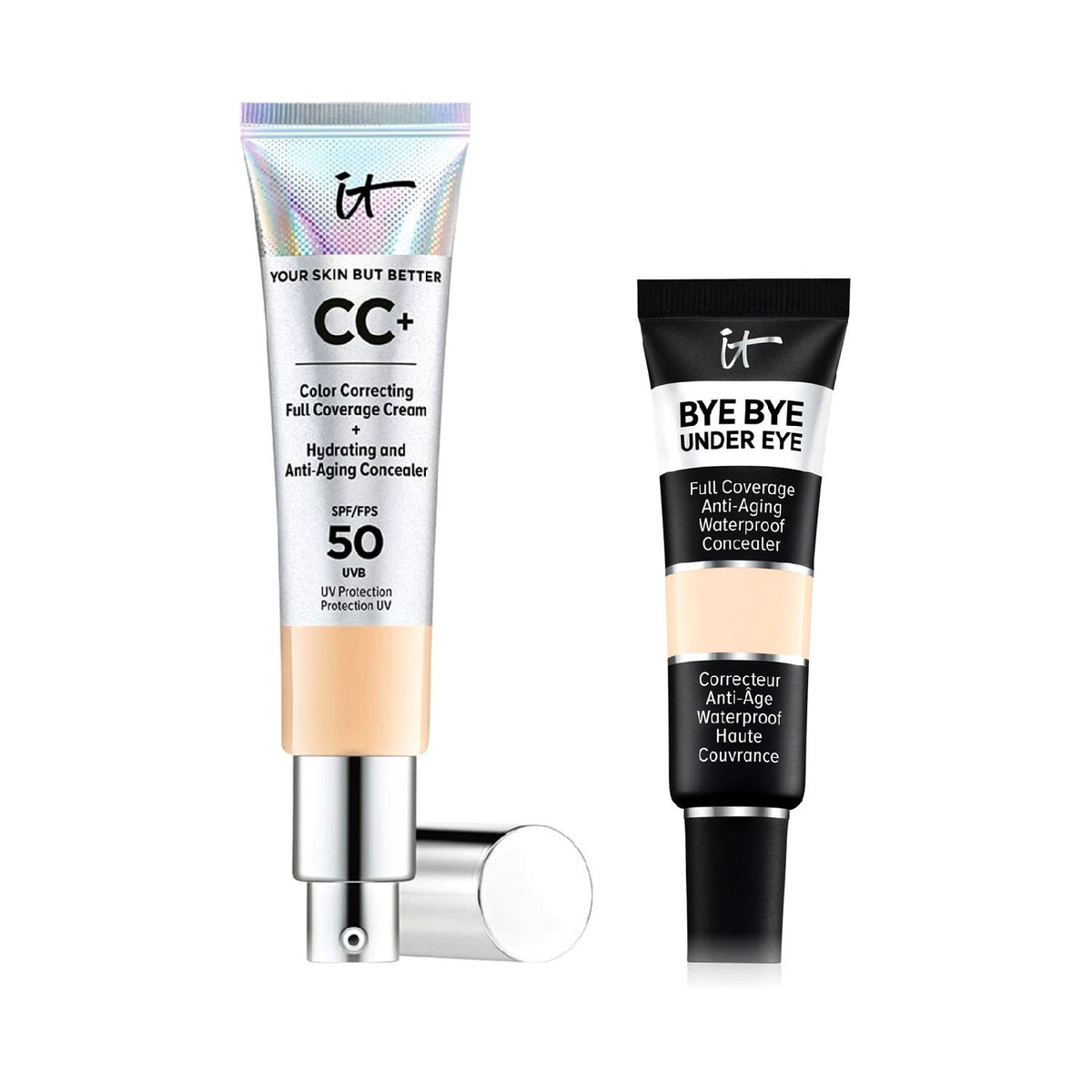 IT Cosmetics CC+ Cream and Bye Bye Concealer Light set, British product