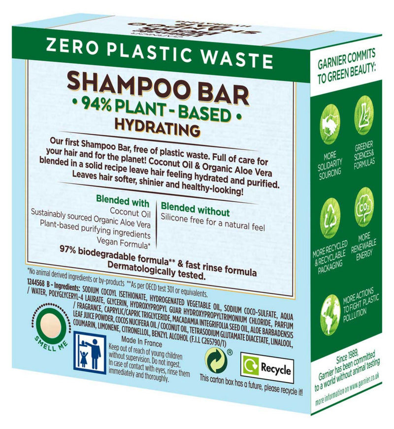 Garnier coconut hydrating shampoo bar 60g, imported from the UK