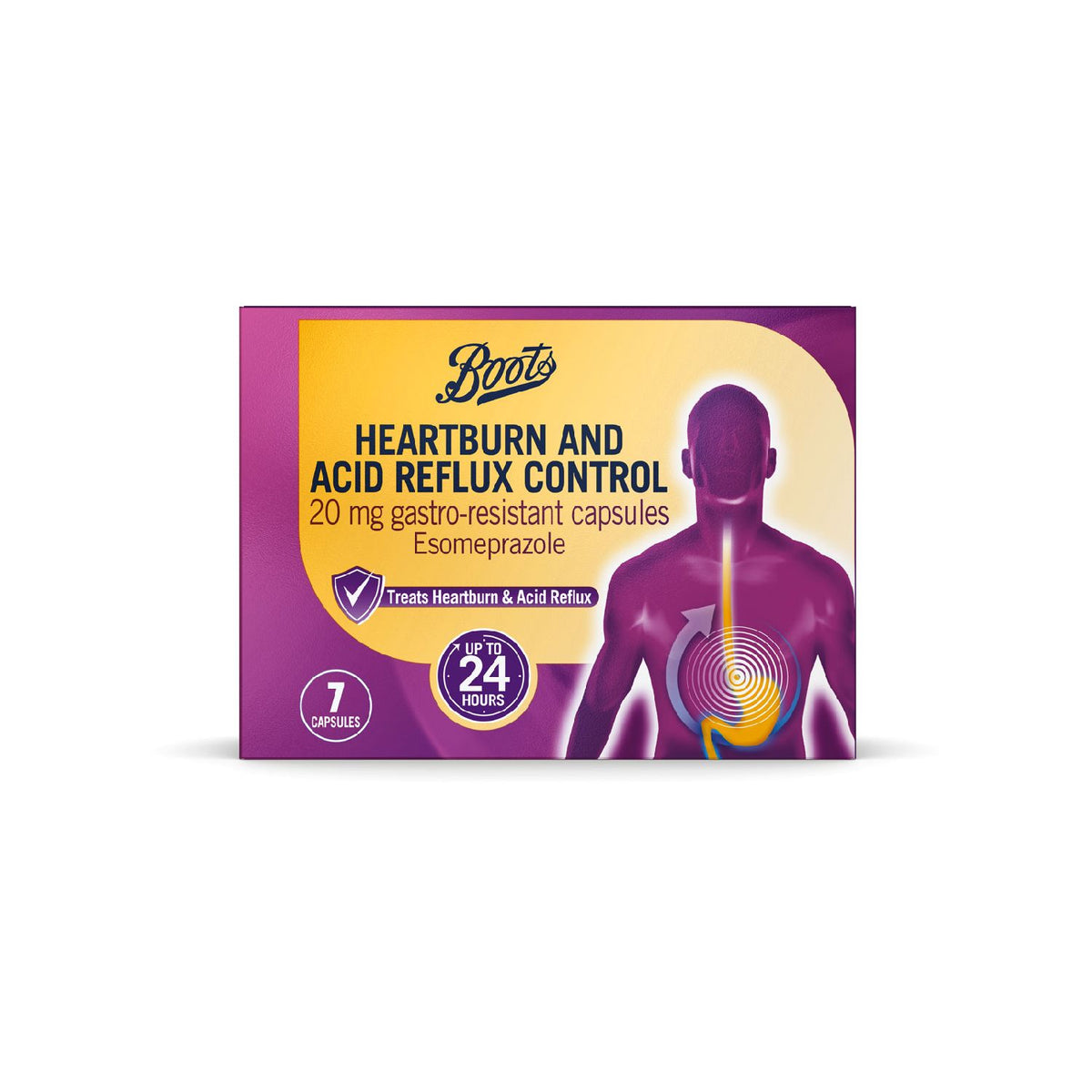 Boots heartburn control capsules 20 mg 7 capsules, imported from the UK