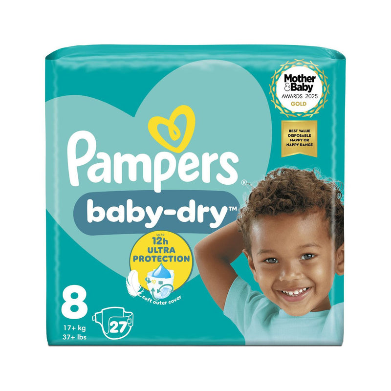 Pampers Baby-Dry size 8 nappies 17kg+ - British product