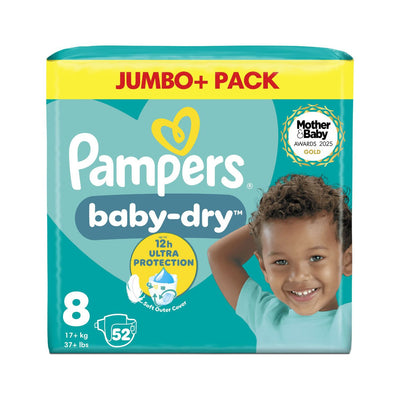 Boots Pampers Baby-Dry Size 8 Nappies, 52 Count- Buy online at McGrocer