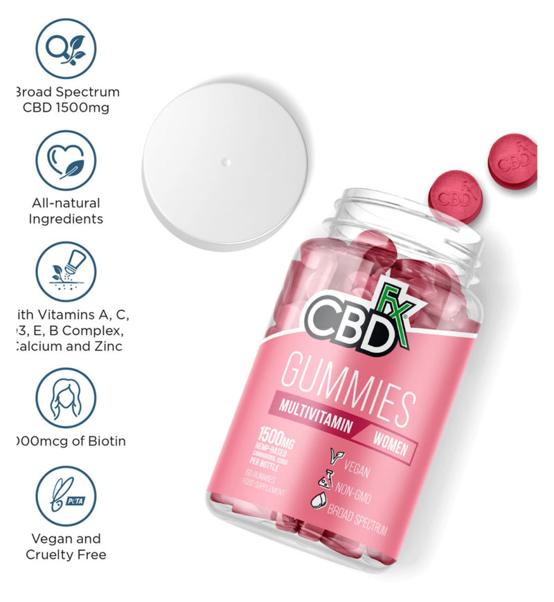 CBDFx Women's Multivitamin Gummies 1500mg CBD 60 gummies, imported from the UK