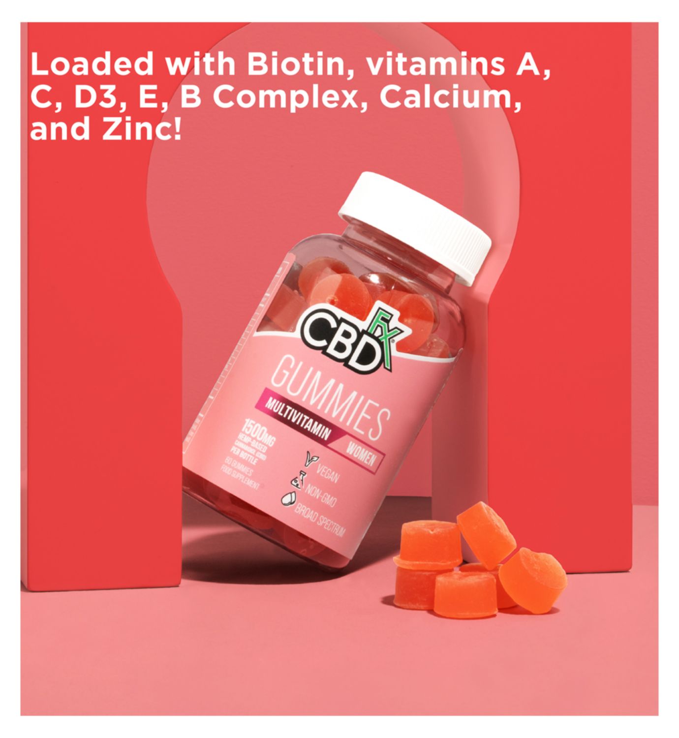 CBDFx Women's Multivitamin Gummies 1500mg CBD 60 gummies, imported from the UK