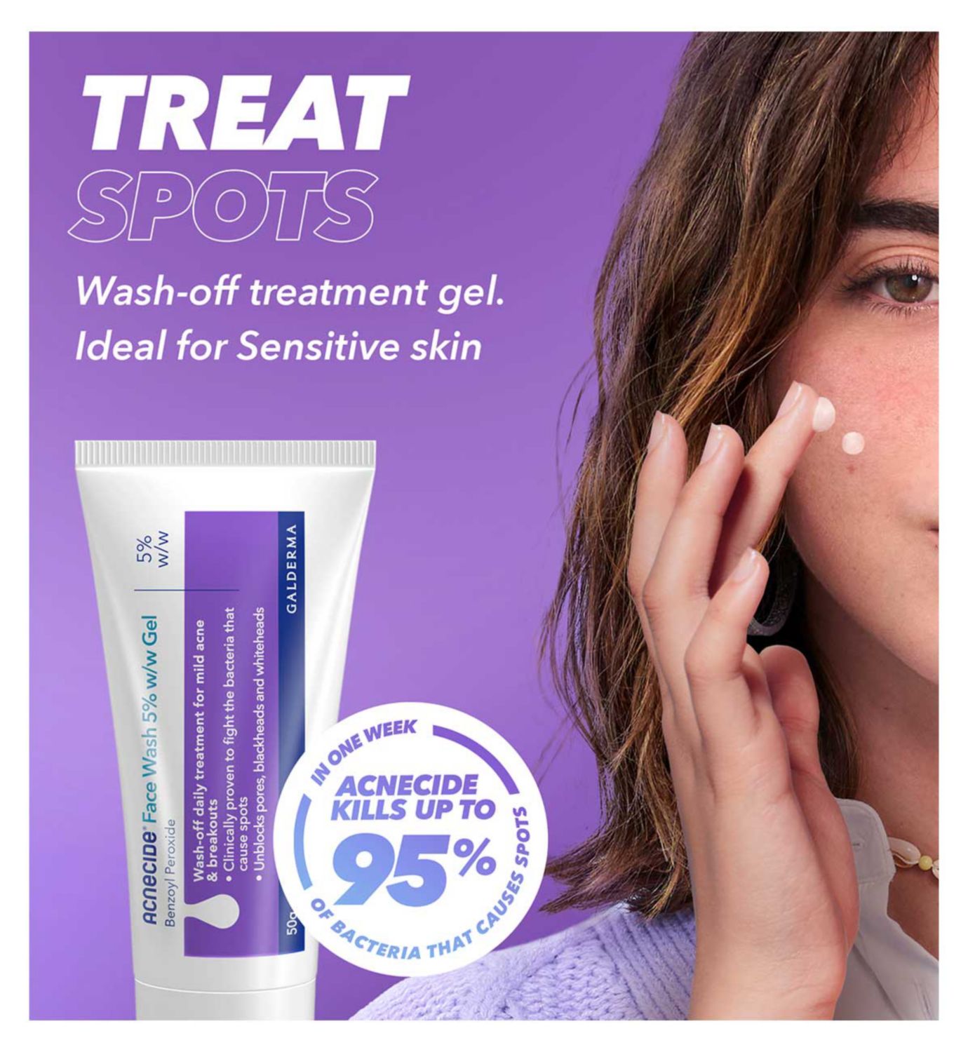 Acnecide medicated face wash 5% w/w gel 50g, UK version