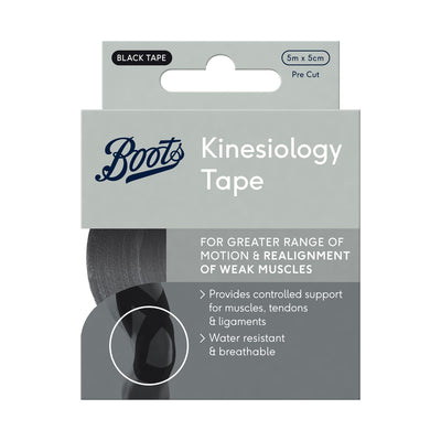 Bande Kinesio Boots Noir Bande de Soutien Sportive 5cm x 5m
