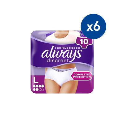 Boots Always Discreet For Sensitive Bladder Pants Large Incontinence Pants - 60 Count (6 Pack)- Buy online at McGrocer