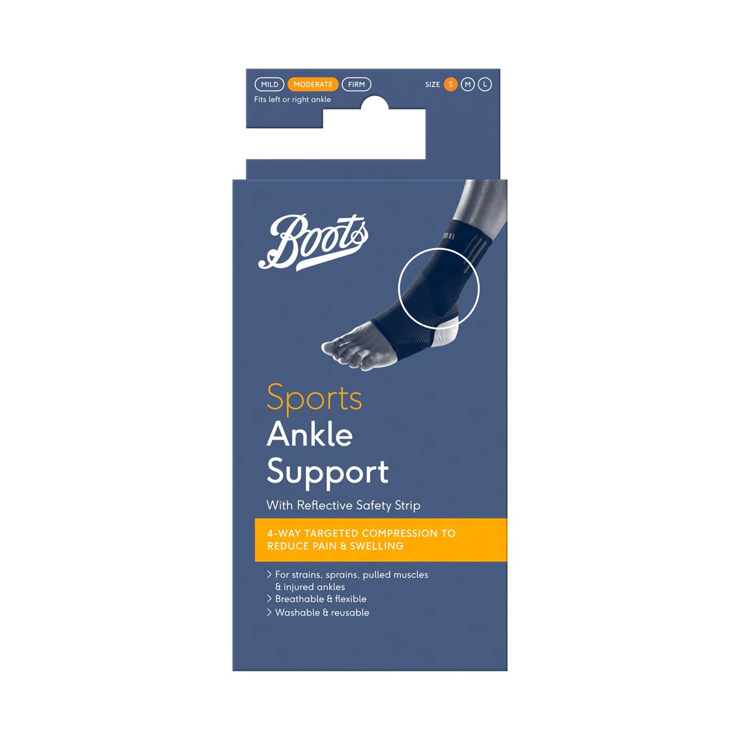 Boots ankle support reflective strip small, imported from the UK