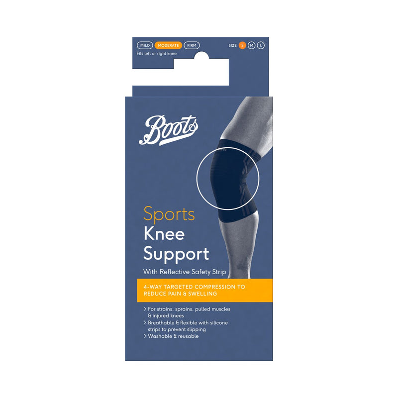 Boots Sports Knee Support with Reflective Safety Strip Small - British product