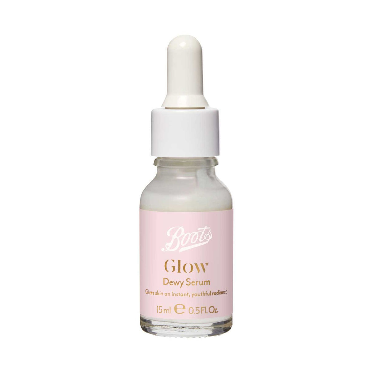 Boots Glow Dewy ansiktsserumflaske 15ml - britisk produkt