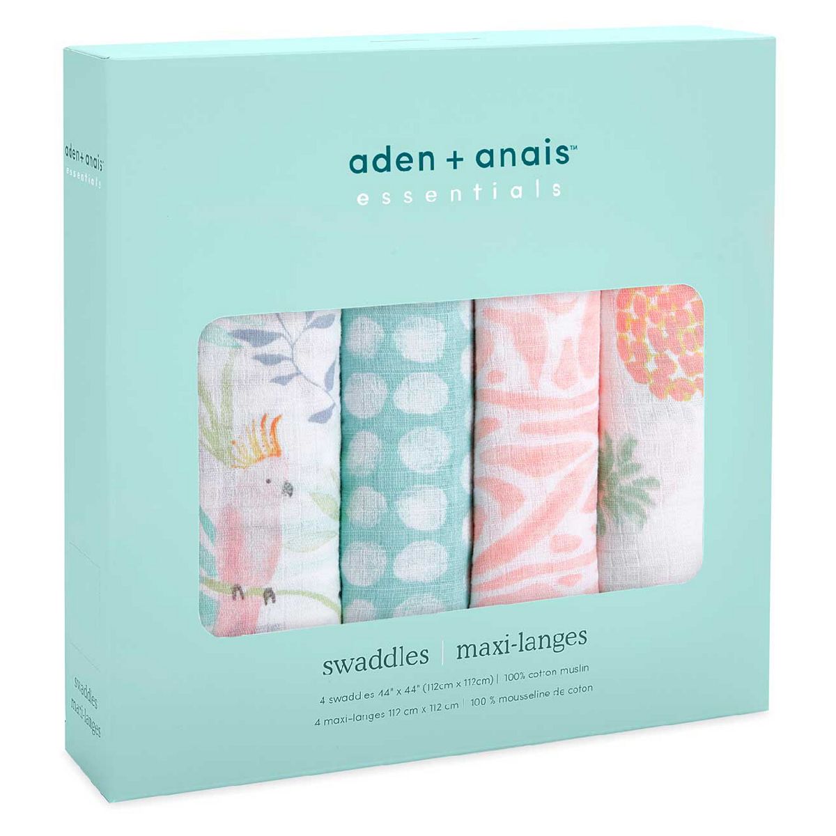 Aden + Anais™ essentials cotton muslin 4 pack swaddle blanket tropicalia GOODS Boots   