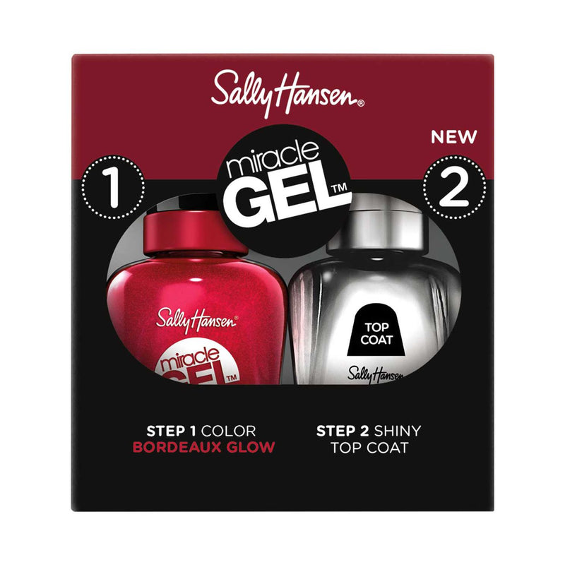 Sally Hansen Miracle Gel nail polish duo Bordeaux Glow, UK version