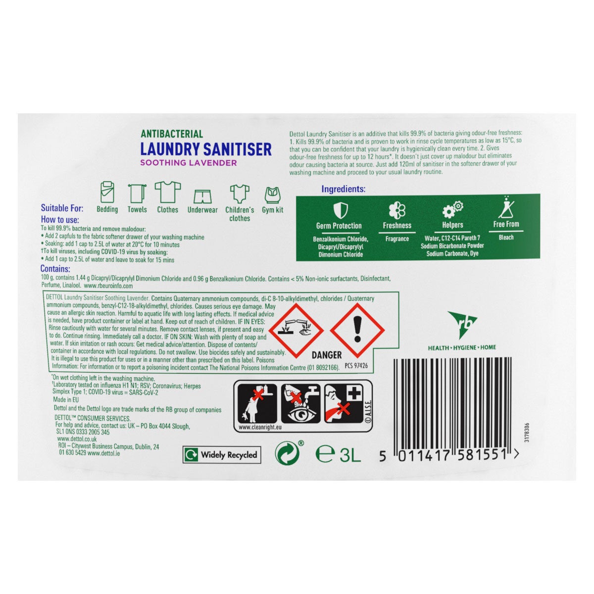 Dettol Washing Machine Cleaner 3L (British brand)