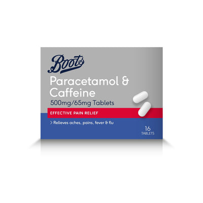 Boots Boots Paracetamol & Caffeine 500mg/65mg Pain Relief Tablets - 16 Tablets- Buy online at McGrocer