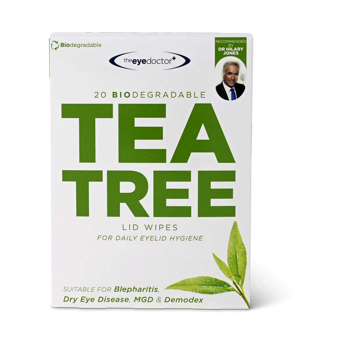 The Eye Doctor tea tree eyelid wipes 20 pack - British product