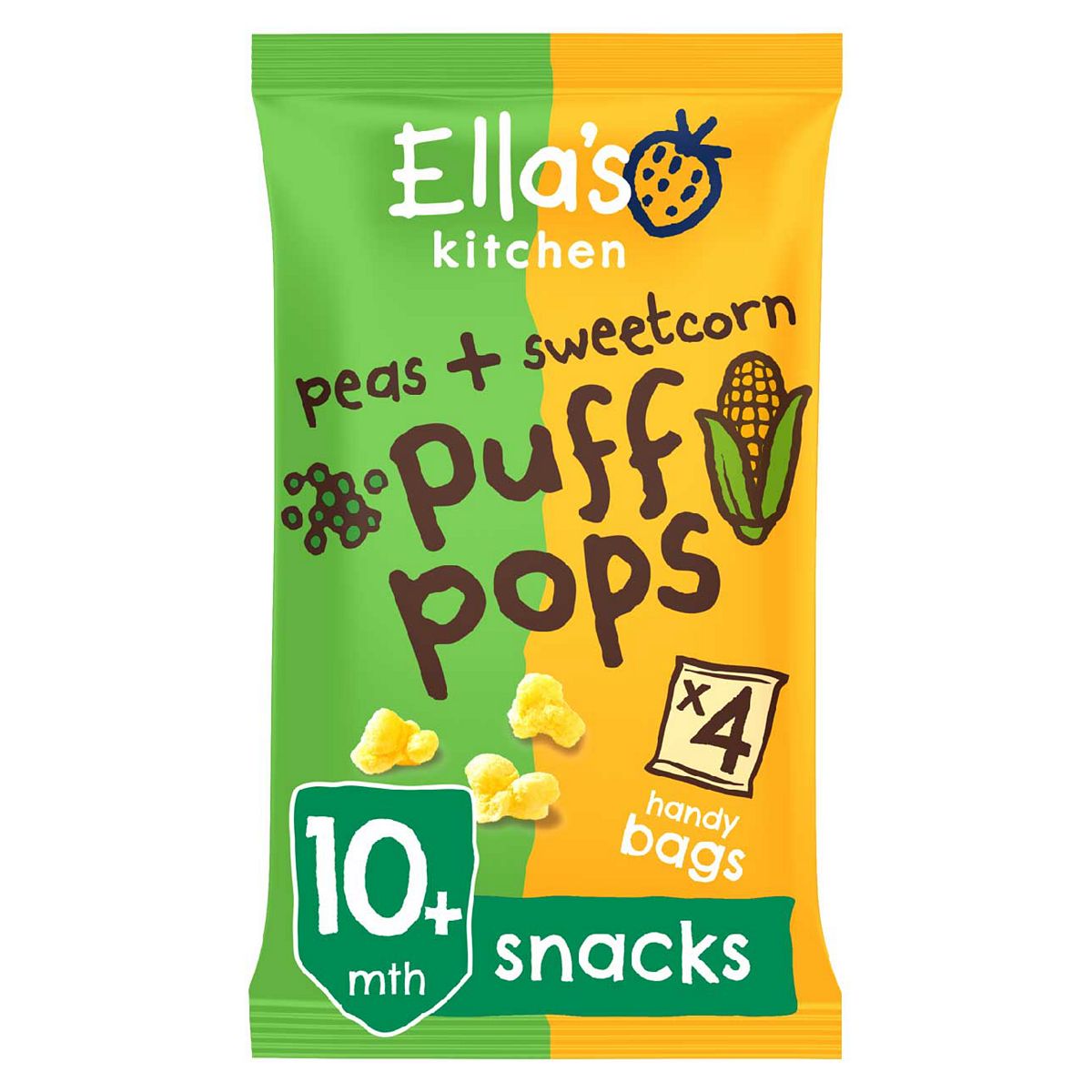 Ella's Kitchen Organic Peas and Sweetcorn Puff Pops Multipack Baby Snack 10+ Months 4x9g GOODS Boots   