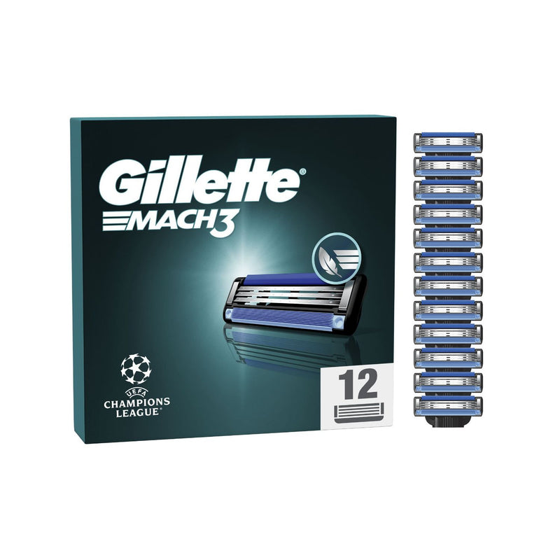 Gillette Mach3 razor blade refills 12 count (British brand)