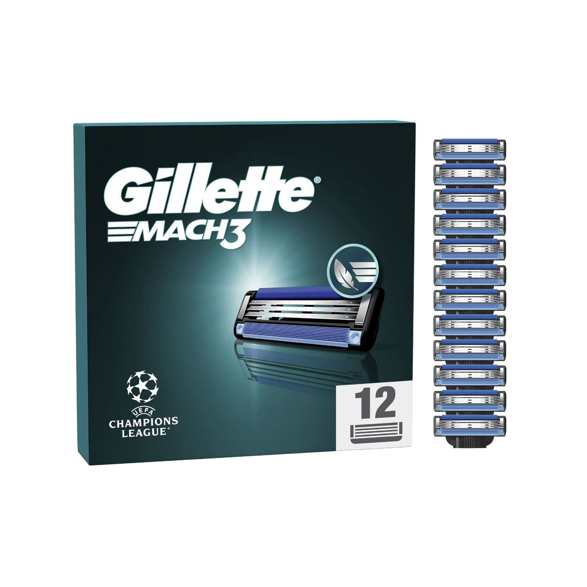 Gillette Mach3 razor blade refills 12 count (British brand)