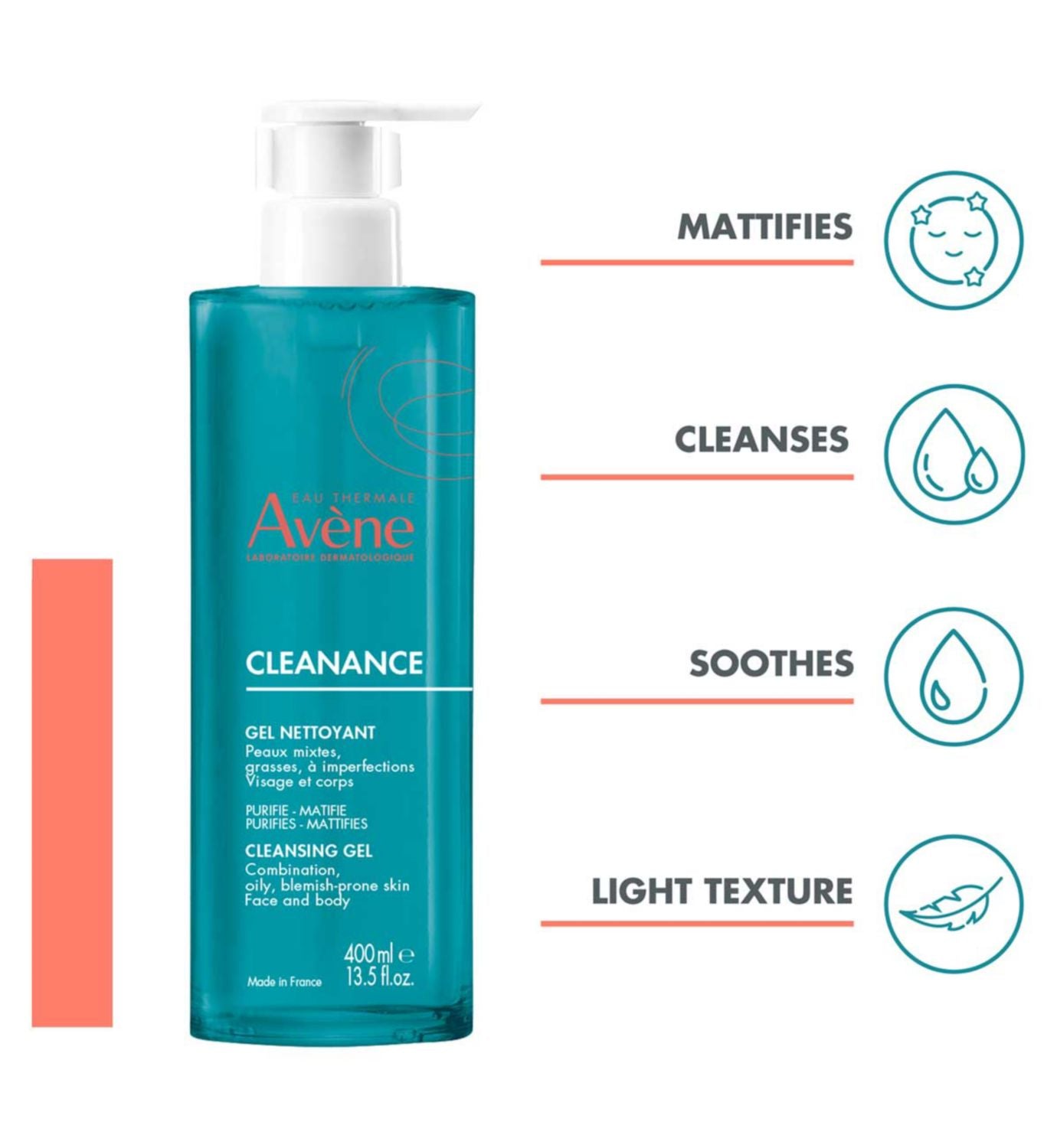 Avène Cleanance Cleansing Gel Oily Blemish-Prone Skin 400ml - British product