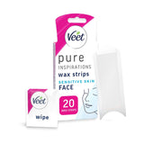 Veet Pure Inspirations face wax strips 20 count, imported from the UK