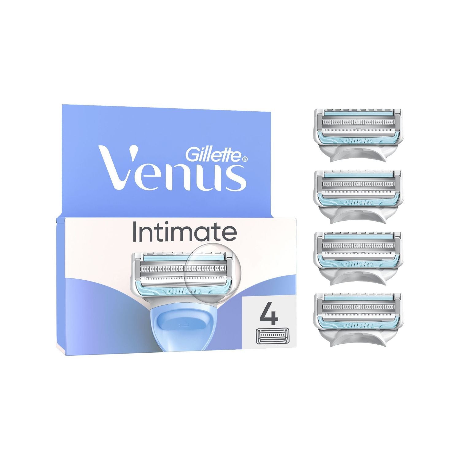 Gillette Venus Intimate razor blades 4 count, imported from the UK