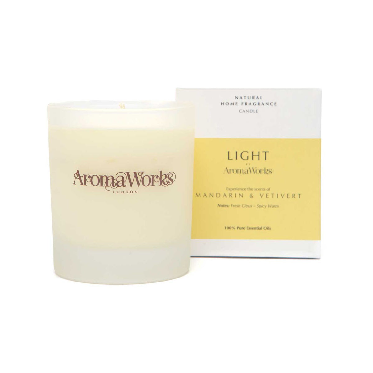 AromaWorks Mandarin & Vetivert candle 30cl, imported from the UK