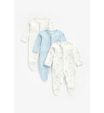Baby Boy Blue 3 Pack Sleepsuits