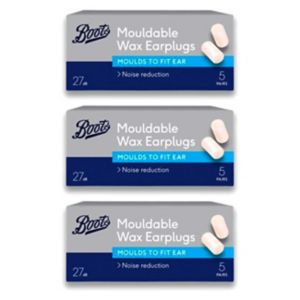 Boots Muffle Wax Earplugs 3 Pack Bundle Soft Wax Protection 15 Pairs Total