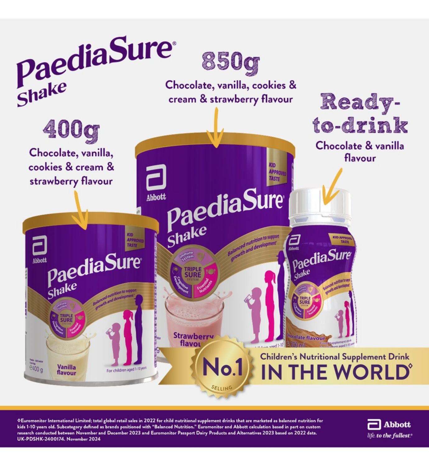 PaediaSure nutritional supplement powder vanilla 850g, UK version