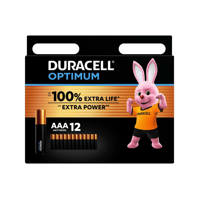 Duracell Optimum AAA batteries 12-pack, imported from the UK