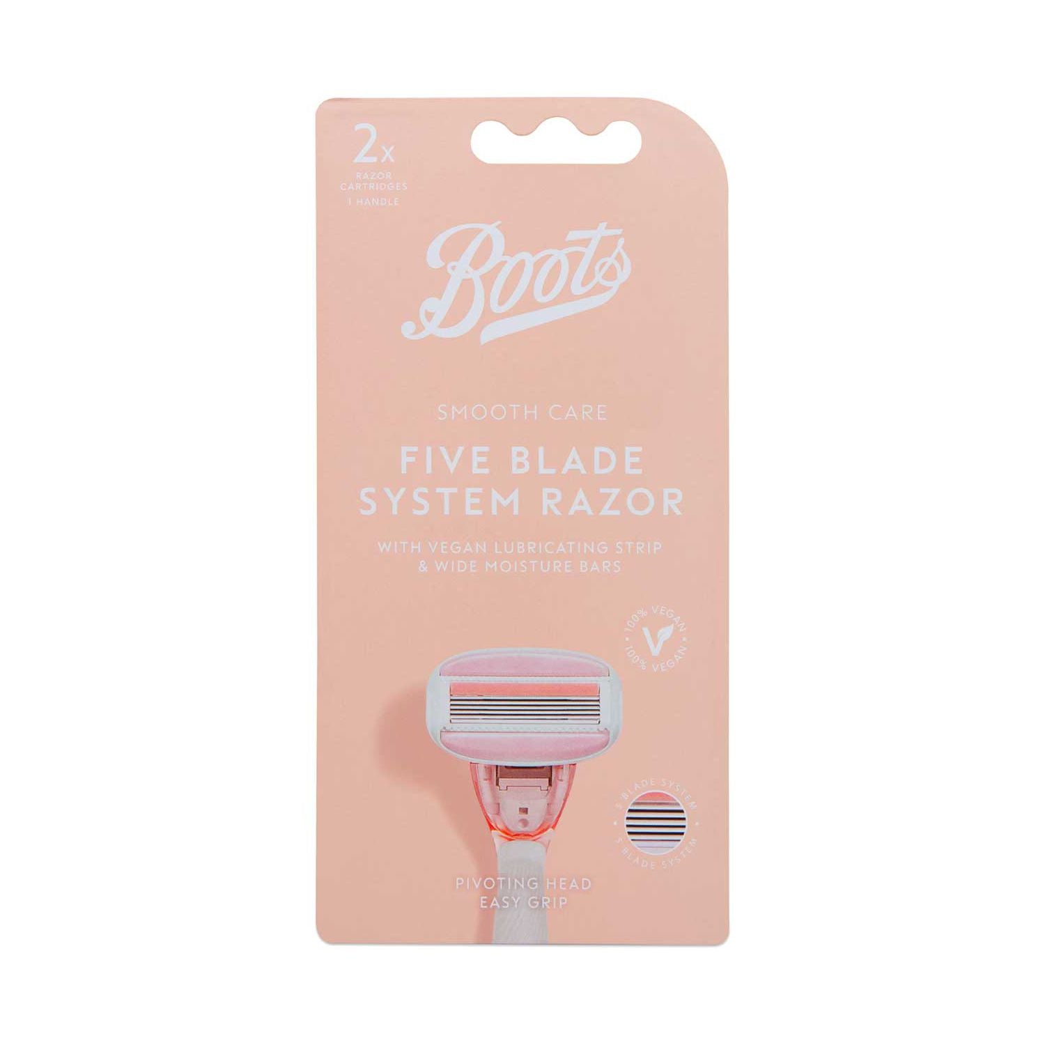 Boots Smooth Care 5 blade razor handle and 2 refills (British brand)