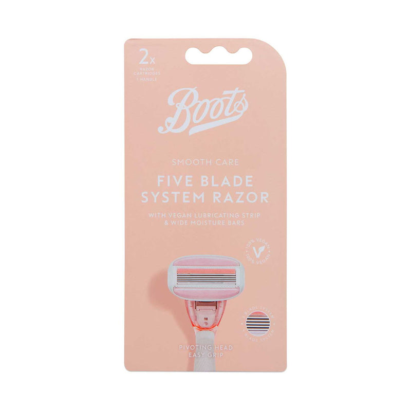 Boots Smooth Care 5 blade razor handle and 2 refills (British brand)