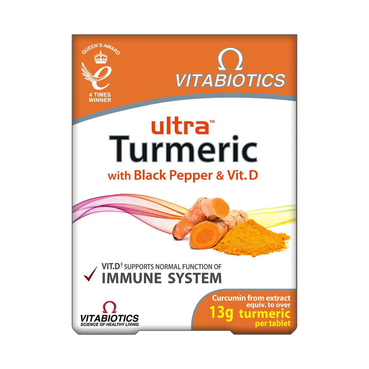 Vitabiotics Ultra Turmeric supplement with black pepper and vitamin D 60 tablets, imported from the UK