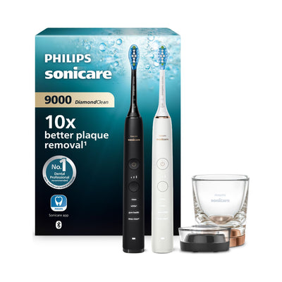 Boots Philips Sonicare DiamondClean 9000 Electric Toothbrush Dual Pack Black & Rose Gold- Buy online at McGrocer