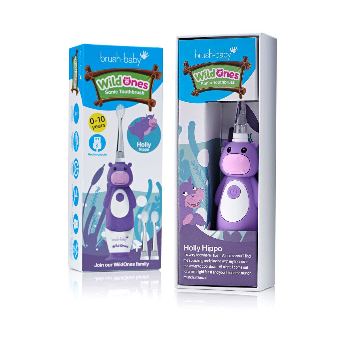 WildOnes hippo kids electric toothbrush, imported from the UK